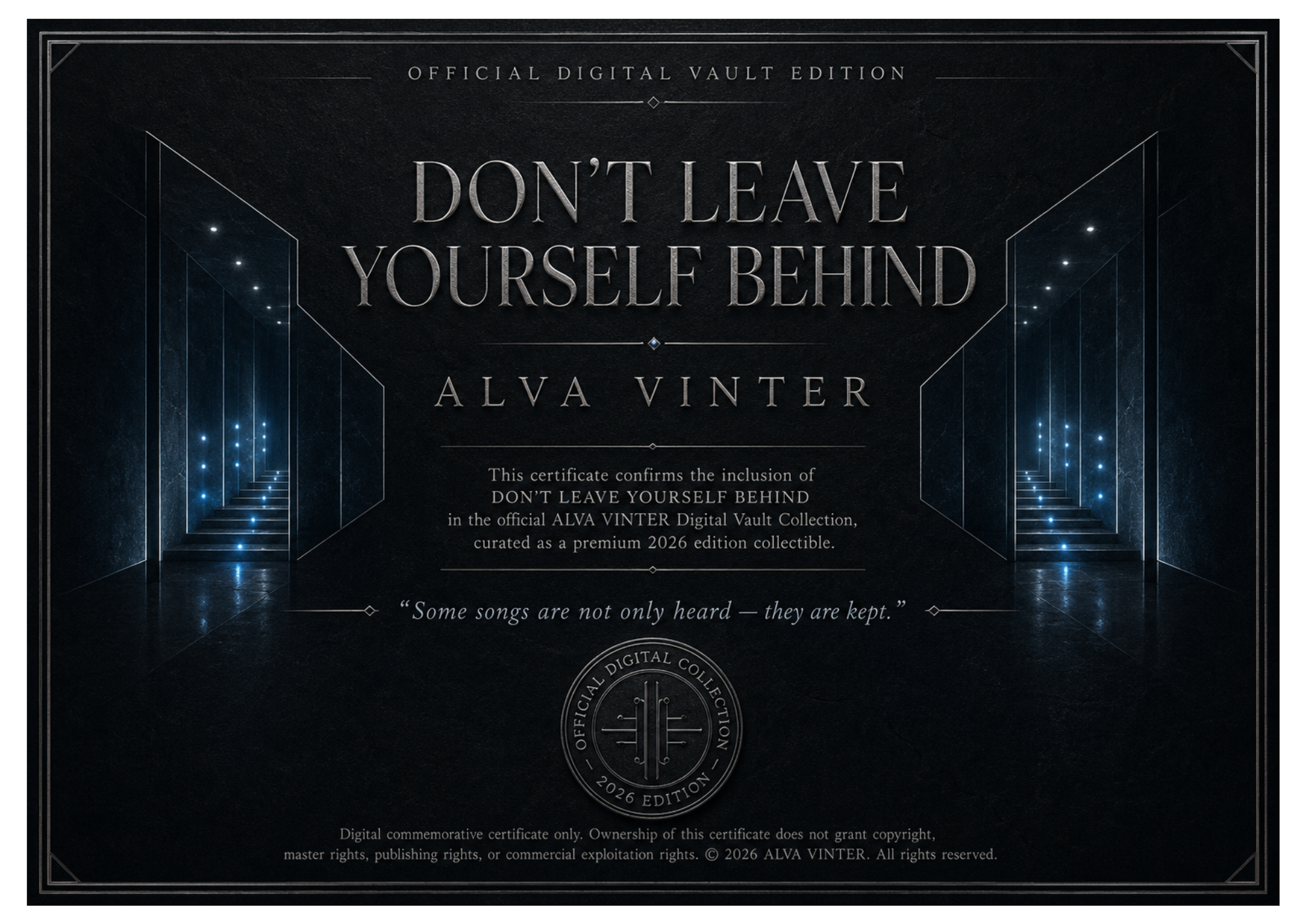 Official ALVA VINTER Digital Vault Certificate preview.
