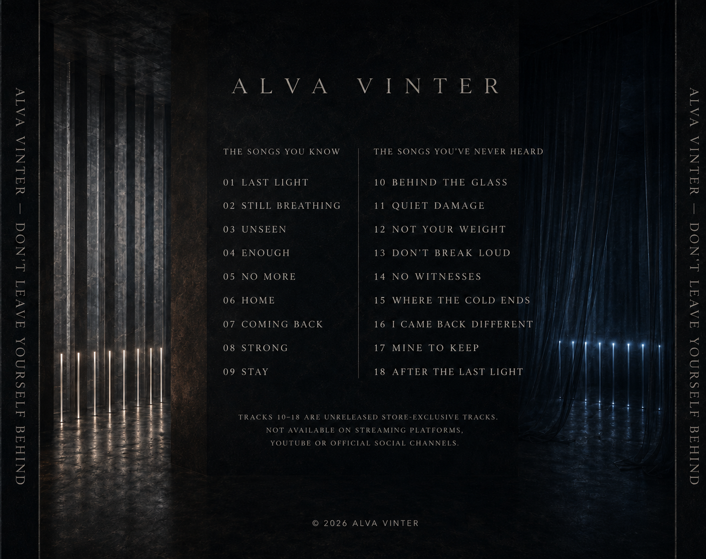 DON'T LEAVE YOURSELF BEHIND 18 tracks back cover.